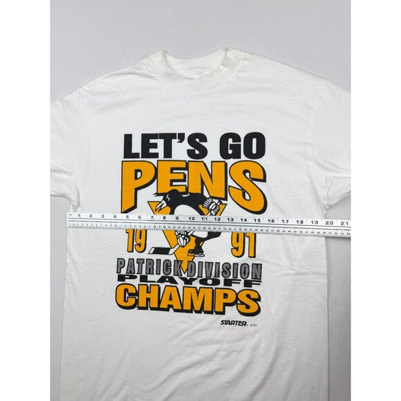 Vintage Starter Pittsburgh Penguins 1991 Single Stitch Deadstock Size L Mens Whi - Picture 10 of 11